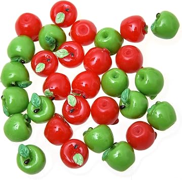 30pcs 2 Colors Apple Slime Charms 3D Apple Resin Fruit Slime Beads Art Craft DIY Ornaments Red