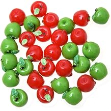 30pcs 2 Colors Apple Slime Charms 3D Apple Resin Fruit Slime Beads Art Craft DIY Ornaments Red