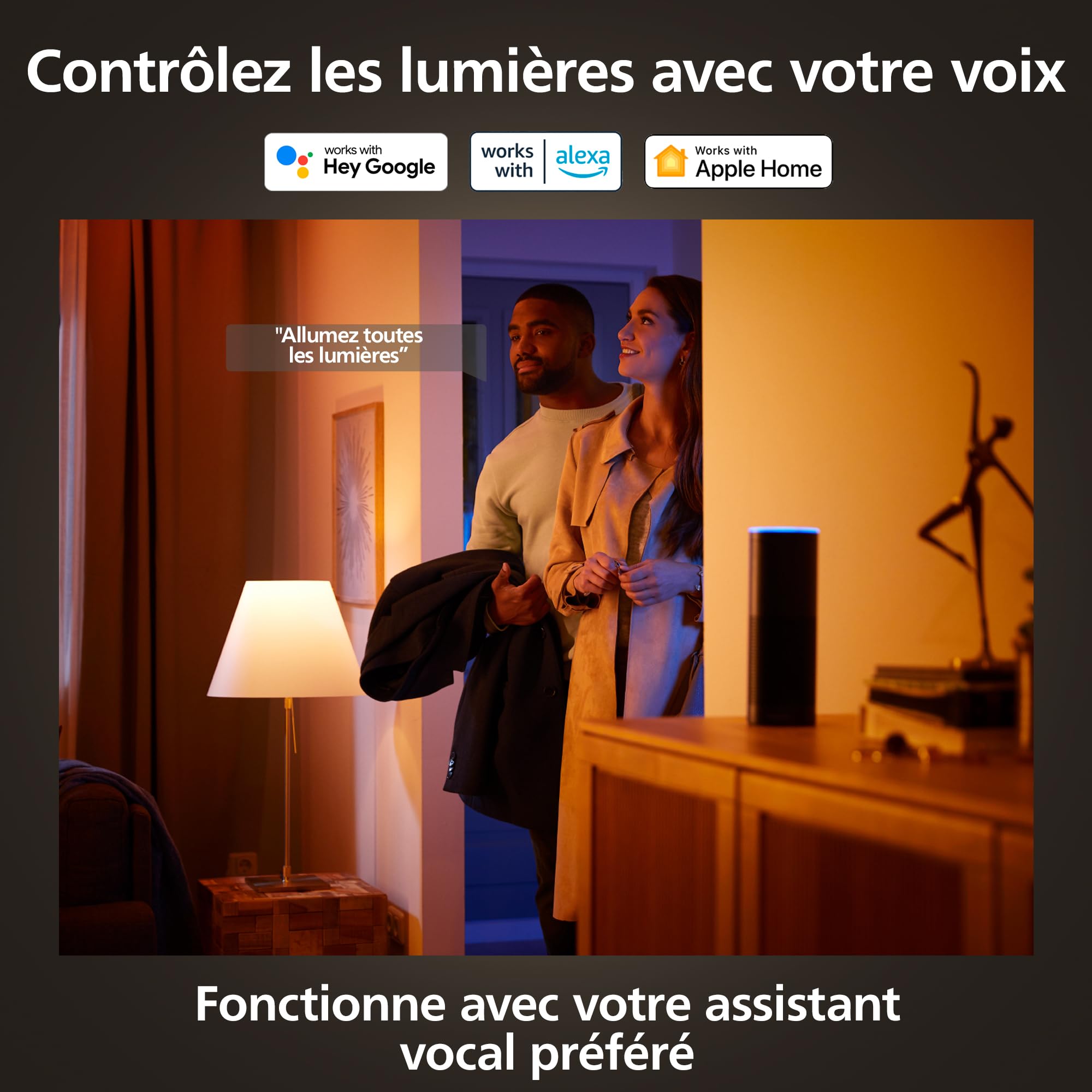 Philips Hue spot encastré connecté, 170mm, blanc et couleur, compatible Bluetooth, contrôle vocal avec Alexa, Apple Home et Google Assistant, noir