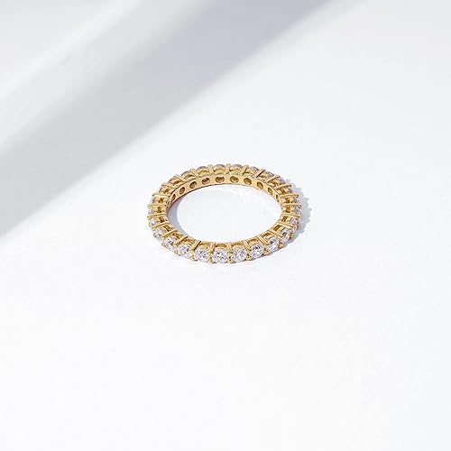 Miniatura 6 de Tienda Collection Platinum or Gold Plated Sterling Silver All-Around Band Ring set with Round Infinite Elements Cubic Zirconia