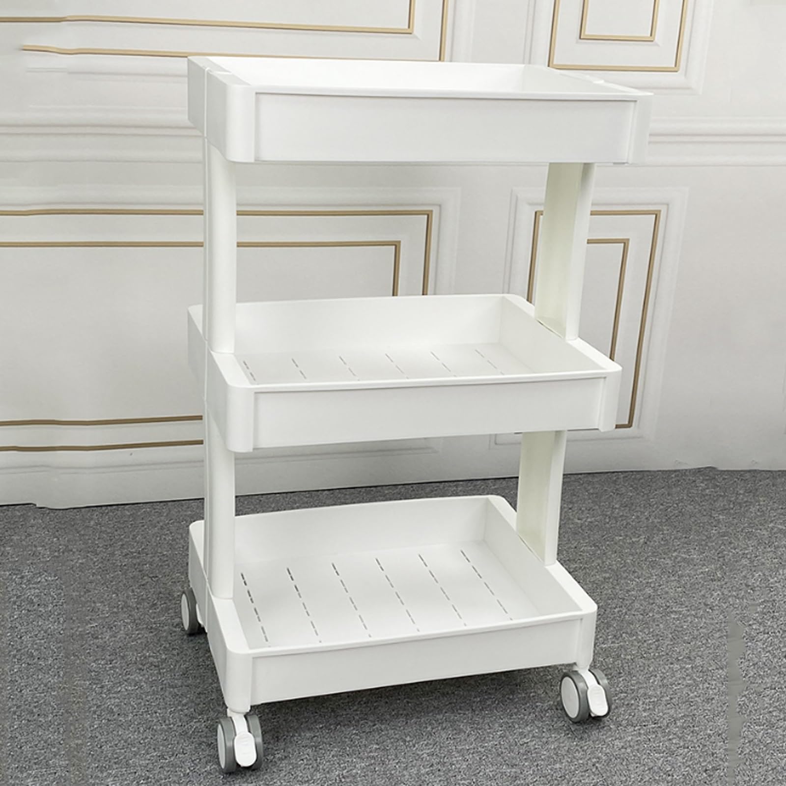 Chariot De Rangement 3 étagères Sur Roulettes - Mobile Et Pratique Pour Cuisine, Salle De Bain, Bureau - Design Blanc Ou Noir