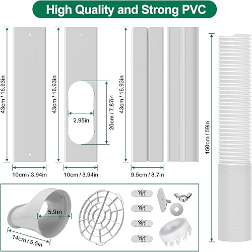 Miniatura 2 de Kit de ventana de aire acondicionado portátil mejorado con manguera de escape de 5.9 pulgadas, kit de ventilación de ventana de aire acondicionado