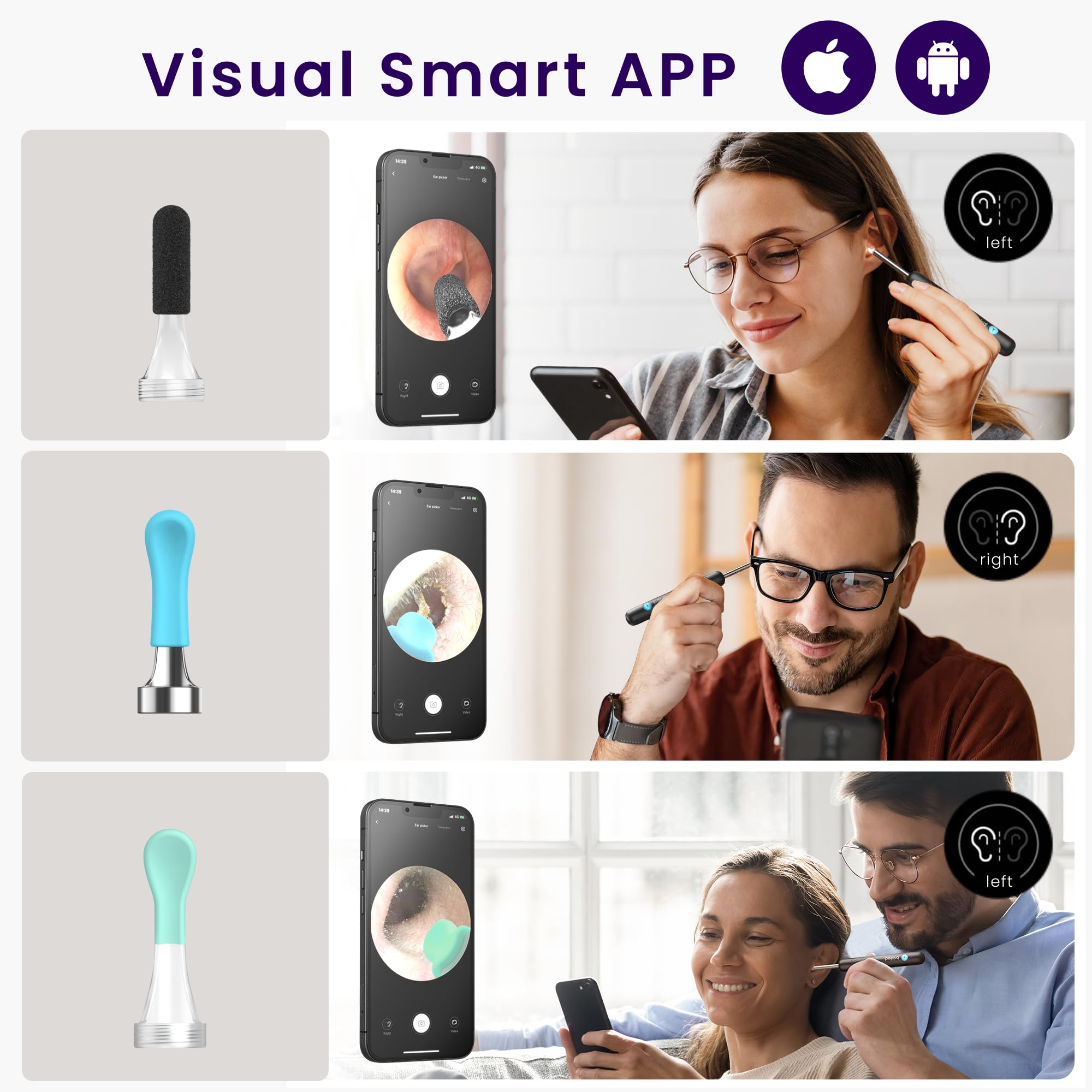 Otoscope BebirdPro R1, Nettoyeur d'oreilles HD 1080p avec caméra, Otoscope Grand Angle avec éclairage, étanche IP67, pour Adultes et Enfants, iOS et Android