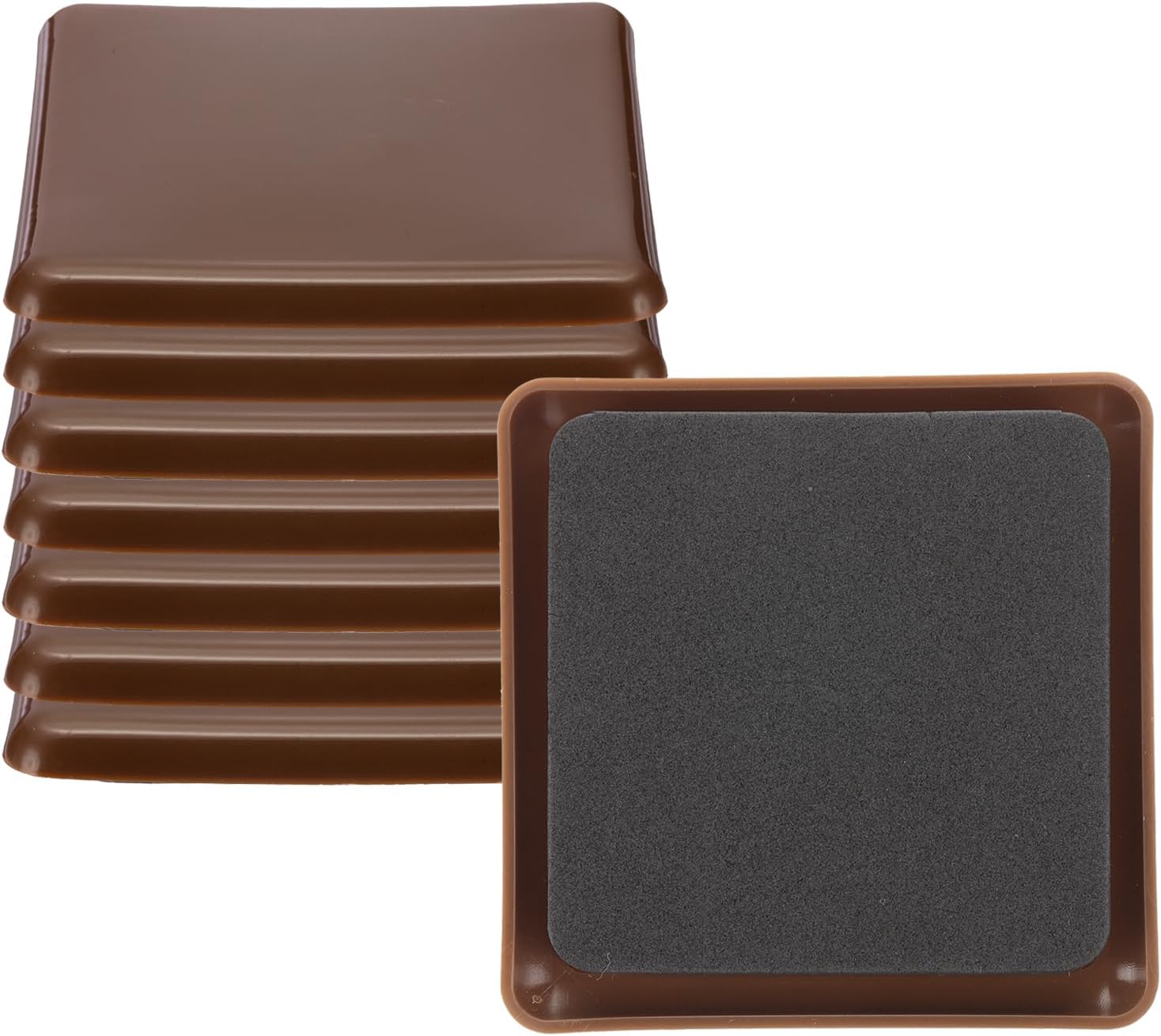 PATIKIL 3.5''x3.5'' Furniture Sliders, 8 Pcs Square Reusable Moving Furniture Slider Pad Protectors for Carpet Heavy Furnishing Mover Floor Protectors Surface Protection Desk, Brown
