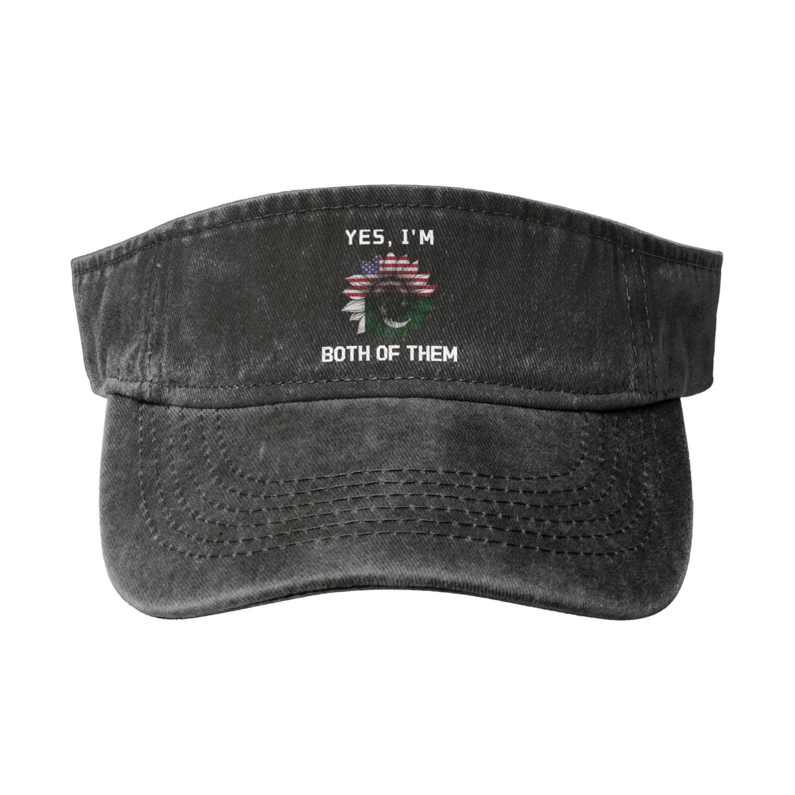 Sun Visor Hats Yes, I'm Both of Them Pakistan USA America Flag Adjustable Ball Caps Empty Top Baseball Running Tennis for Men Women Outdoor Travel Beach Black