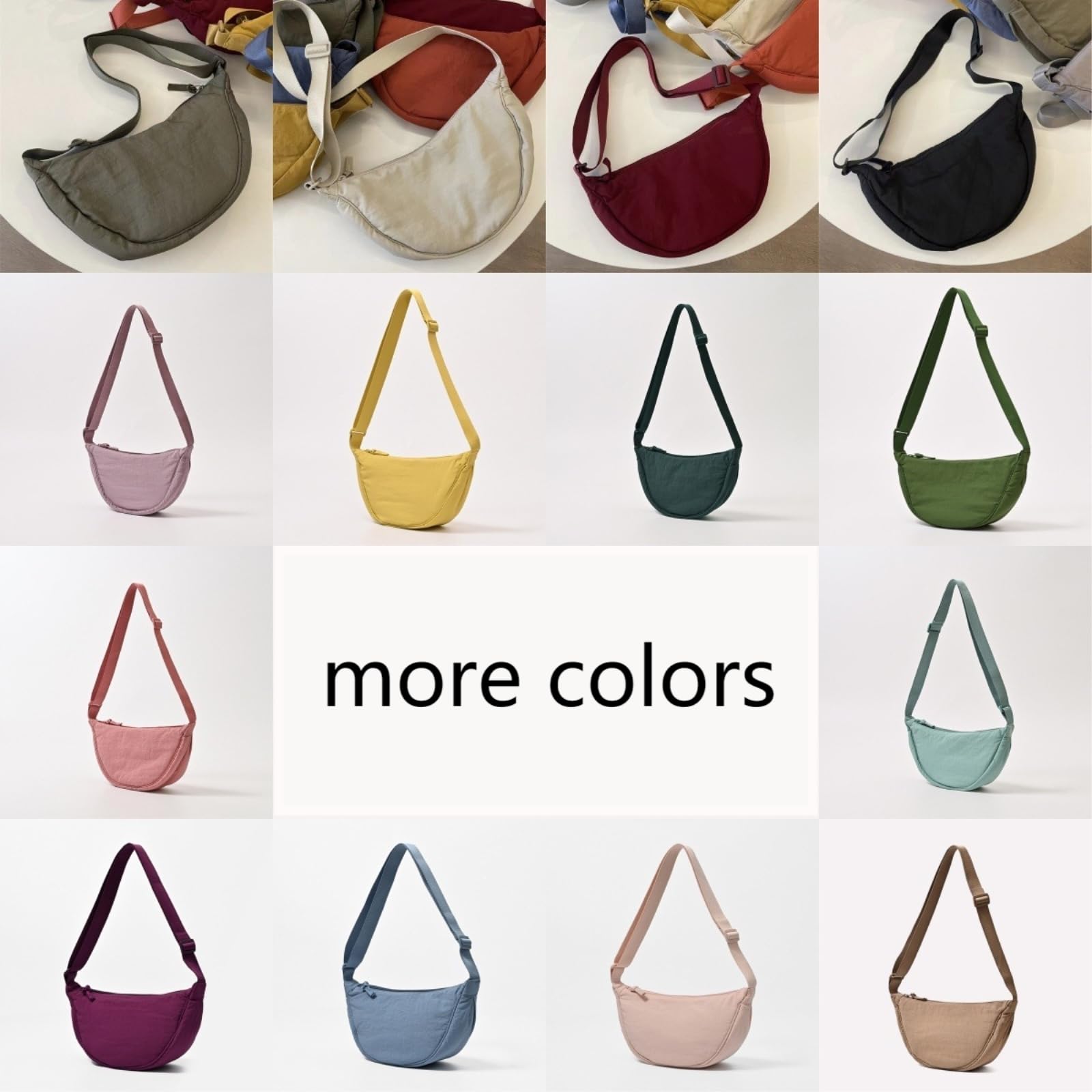 Schultertasche Solide Farbe Halbmond Crossbody Tasche, Große Kapazität Weiche Knödel Stil Reise Schulter Handtasche