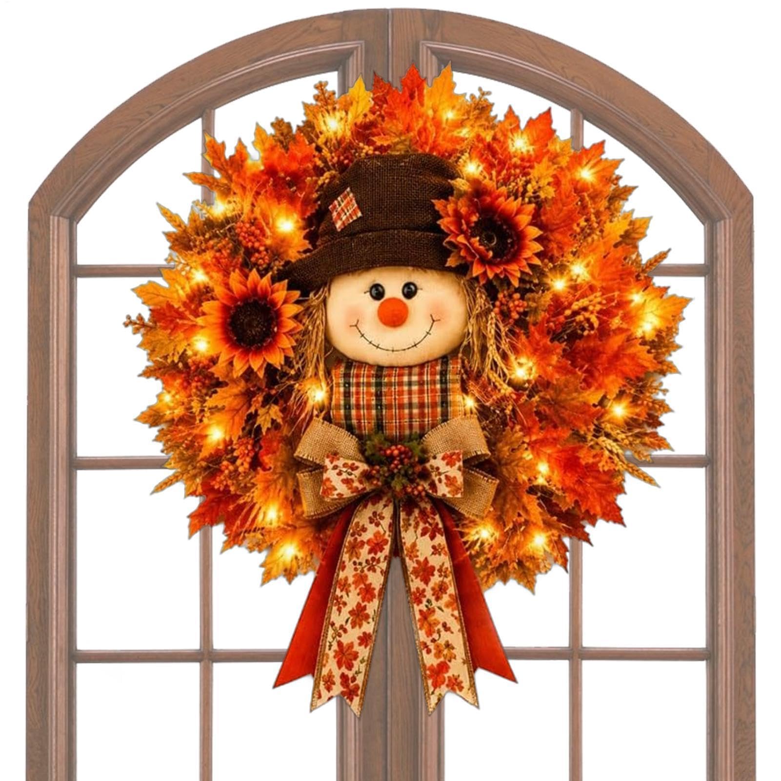 Ghirlanda Autunnale Per Porta di Casa Decorazione Con Spaventapasseri