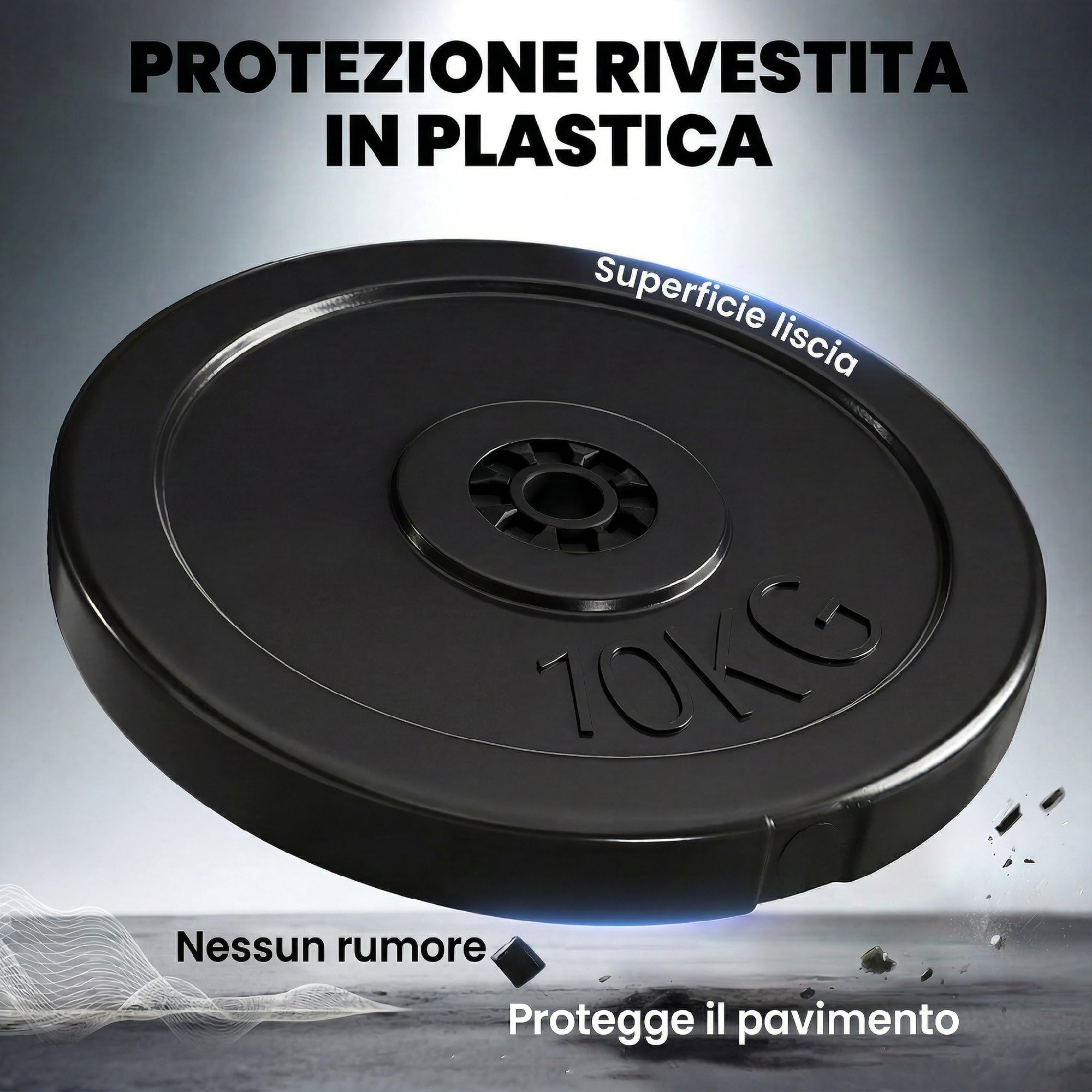 HOMCOM Set di 4 Dischi Pesi per Bilanciere e Manubri Peso Totale 30kg, 2x5kg e 2x10kg, Nero