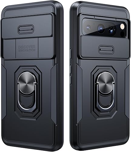 Simtect Funda para Google Pixel 8 Pro con cubierta de cámara, protección militar contra caídas de 14 pies soporte de anillo de rotación de 360 Funda disponible en Yaxa Peru