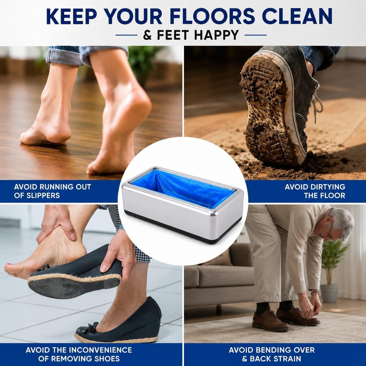 Automatic Shoe Cover Dispenser with 200 Disposable Non-Slip Shoe Covers, High Quality Shoe Cover Machine Fits Most Shoe Sizes for Home, Office, Hospital, Laboratory & Factory Floor Protection