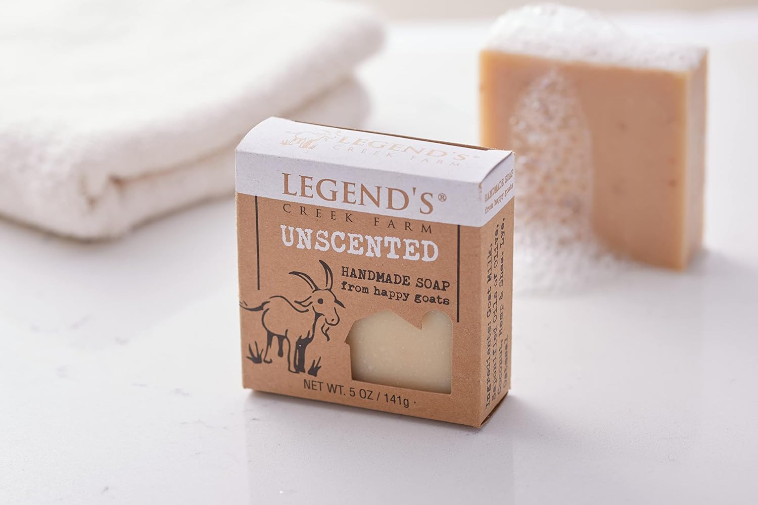 Legend’s Creek Farm Goat Milk Soap – Cleansing Moisturizing Bar for Hands and Body – 5 Oz Creamy Lather, Nourishing, Gentle Natural Soap for Sensitive Skin, Handmade in USA (Unscented, Pack of 3) Legend’s Creek Farm Goat Milk Soap – Cleansing Moisturizing Bar for Hands and Body – 5 Oz Creamy Lather, Nourishing, Gentle Natural Soap for Sensitive Skin, Handmade in USA (Unscented, Pack of 3)