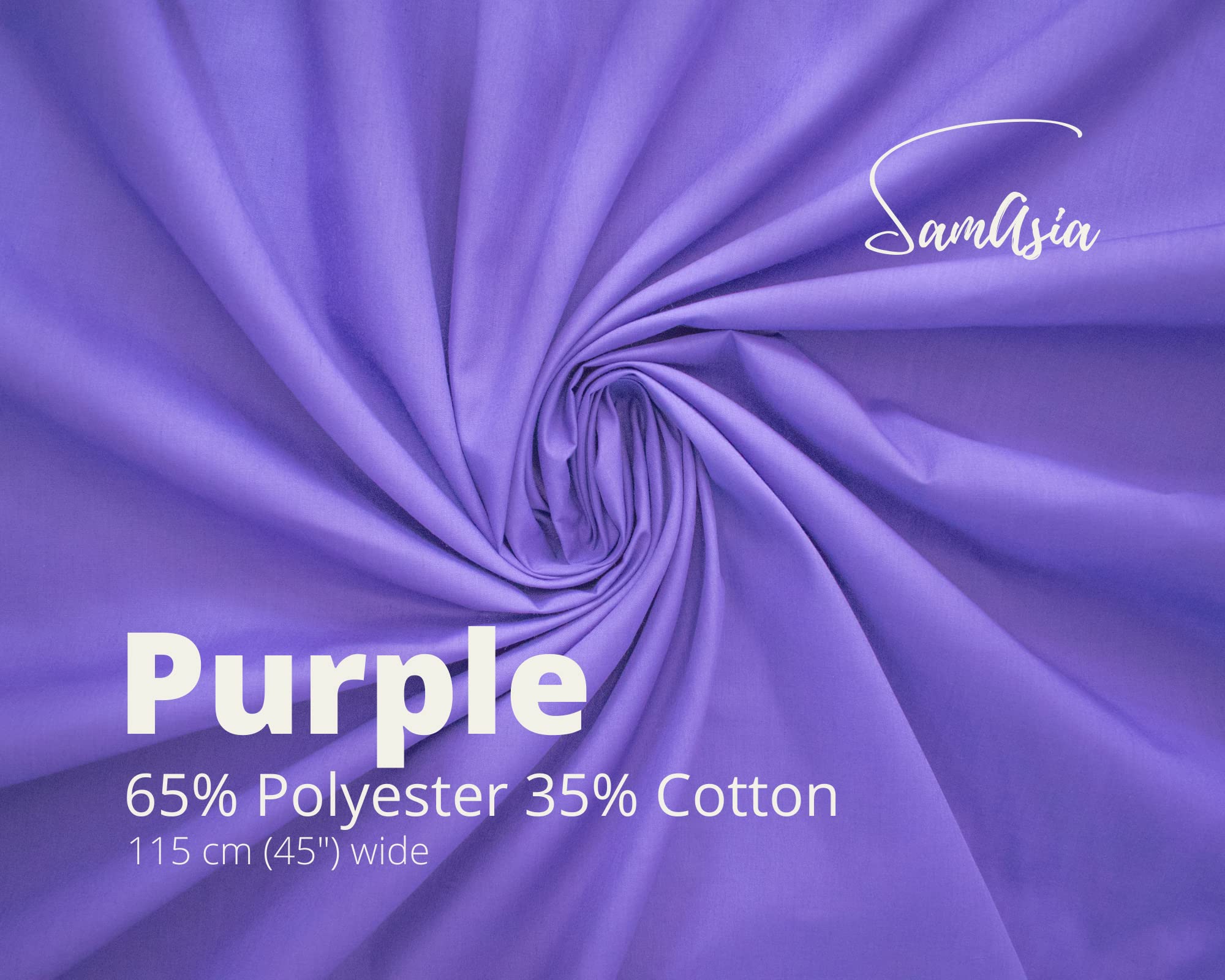 Plain Purple Polycotton Fabric for Dressmaking Art & Craft, Sewing, Quilting, 1 METRE - Image 2