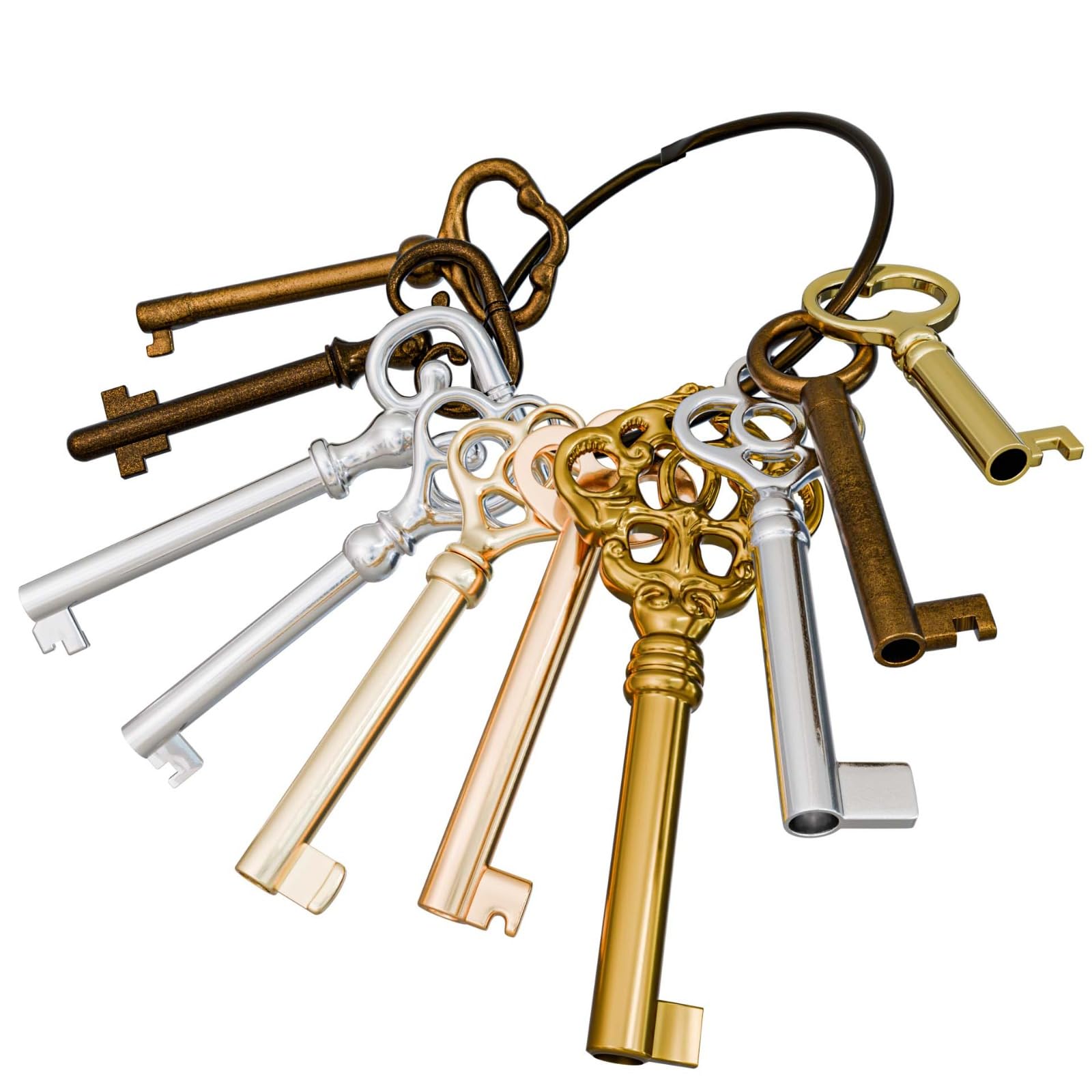 Natikon Vintage Ky-10S Skeleton Key Set Reproduction Key For Antique Furniture - Cabinet Doors, Grandfather Clocks, Dresser Drawers Old Furniture,