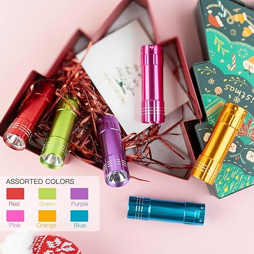Miniatura 2 de KunHe Paquete de 6 pequeñas mini linterna LED con baterías, linterna LED de aluminio, regalos de Navidad, linternas de 100 lúmenes con batería, luz