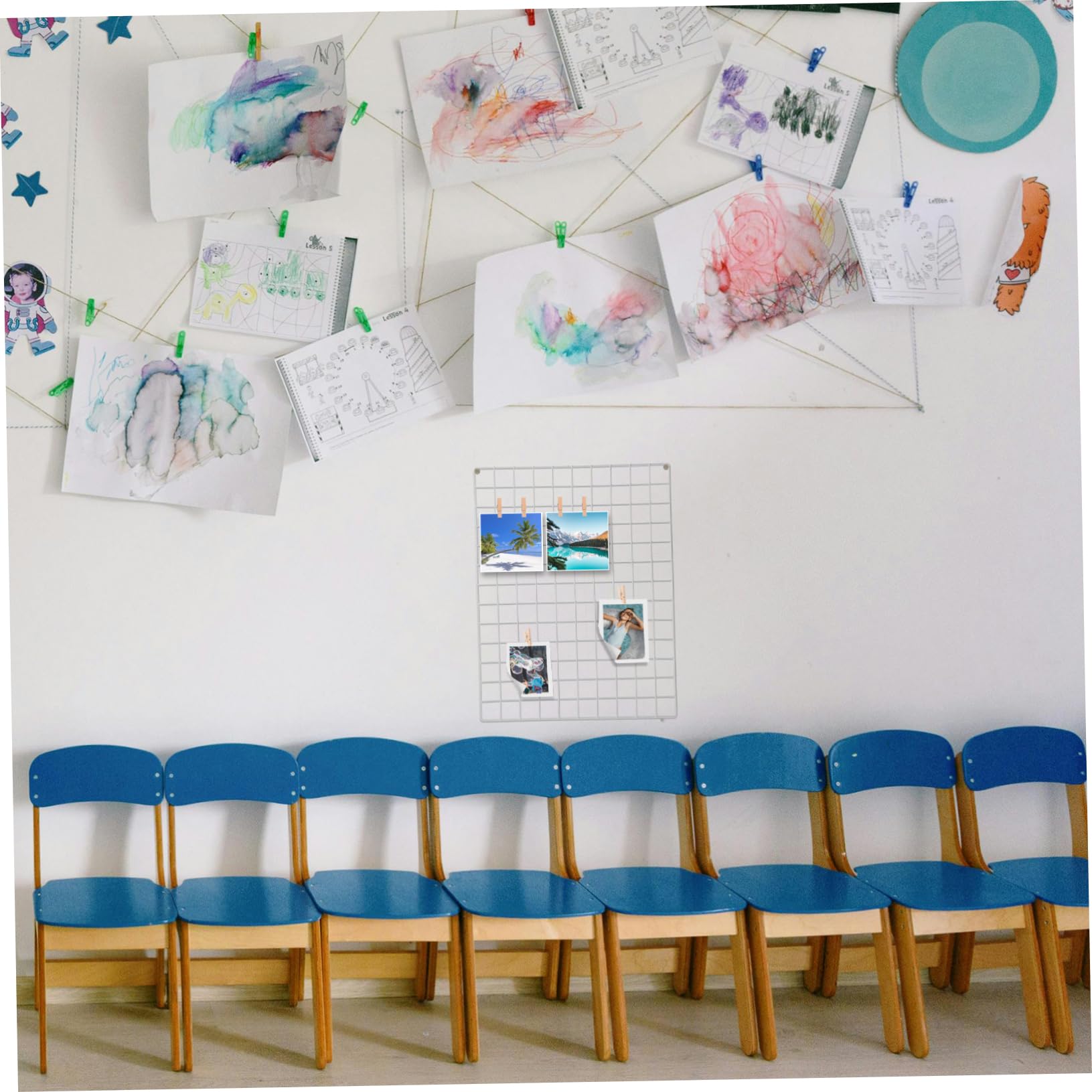 EXAOMBLE Panel de Rejilla Metálica para Colgar Fotos Pared de Hierro Espacio Extra de Almacenamiento Resistente al Desgaste para Decoración Práctica Hogar