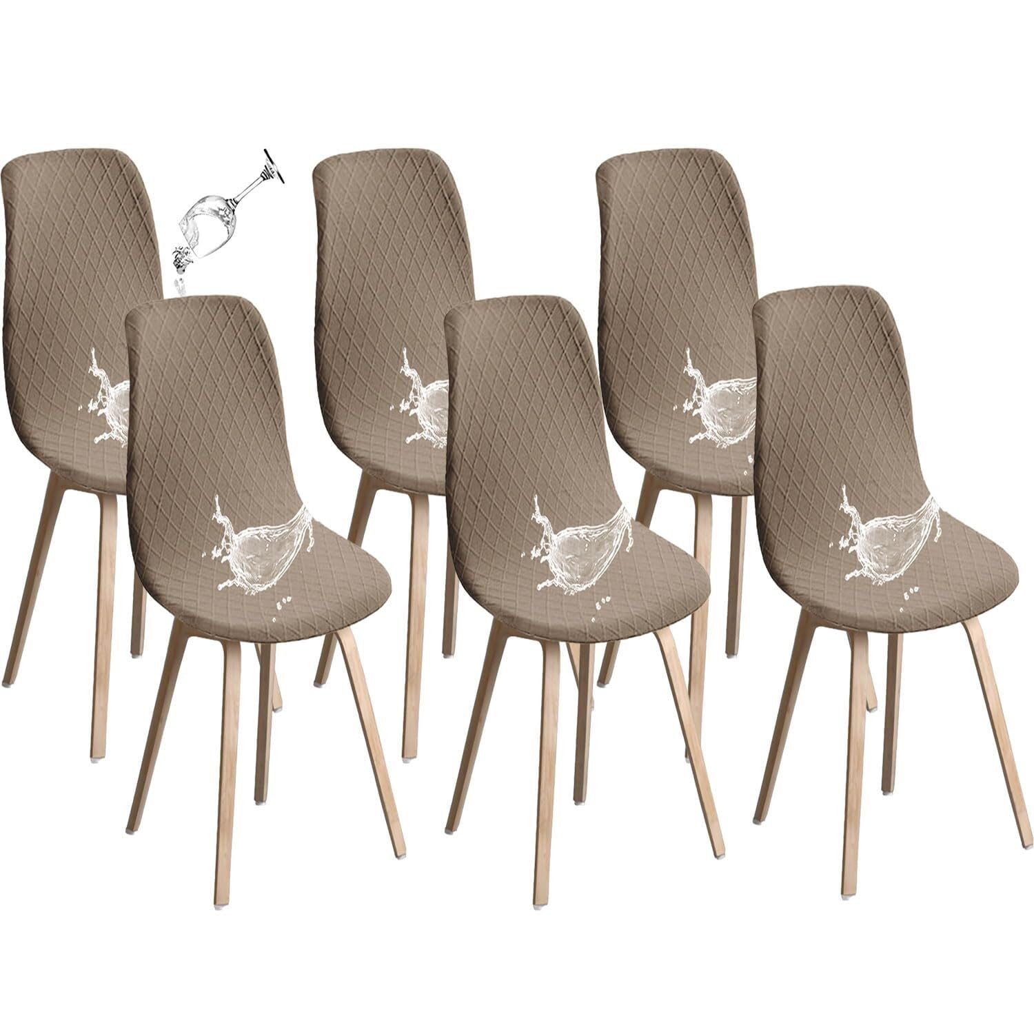PBTMCD Dining Chair Covers, Stretch For Room Slipcovers Protectors, For,Suitable For Restaurants(Sand,6pc)