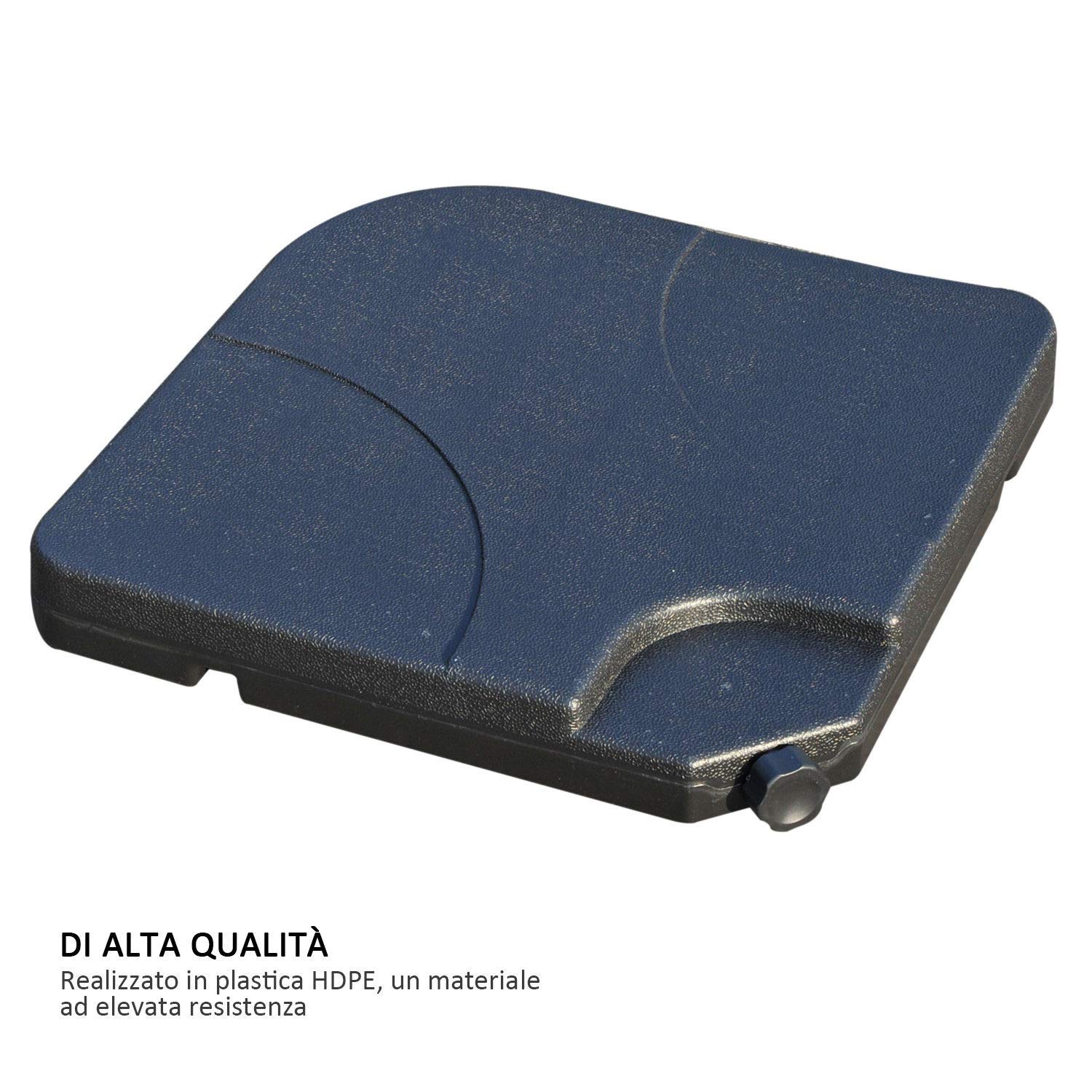 Outsunny Set 4pz Base per Ombrellone da Giardino in Plastica 50 × 50 × 7.5cm