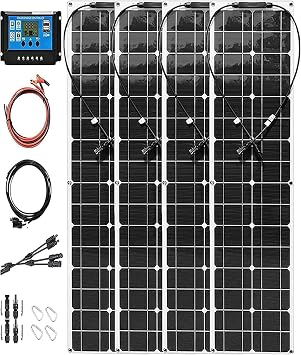 Monocrystalline Solar Panel 800W, 4x200W Solar System Kit, Photovoltaic Module Cell 40A Controller PV Connector, for Home, RV, Caravan, Boat 800W