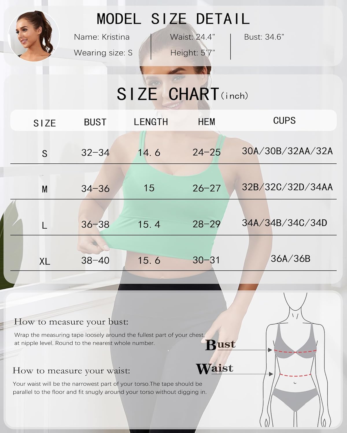 Everrysea Sports Bras for Women High Support Longline Workout Tank Tops Built in Bra Strappy Yoga Padded Crop Top - Image 6