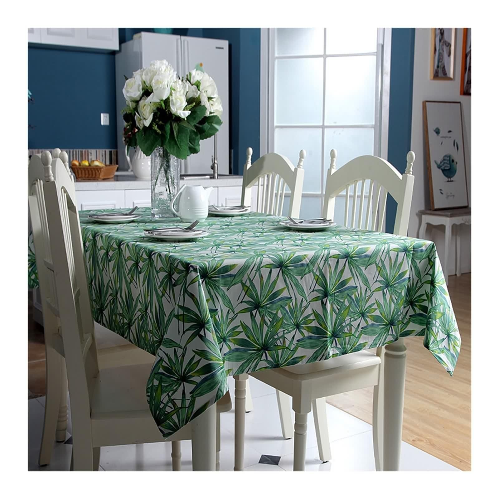 Tovaglia Cotone 140X180, Tovaglia Cucina Verde Lascia Stampato Copritavolo per Compleanno Festa Matrimonio