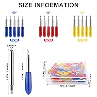 Vista 2 de 60 cuchillas de corte de repuesto para Cricut Explore Air 2/Air 3/Maker, 15 puntas finas, 30 estándar, 15 puntos profundos