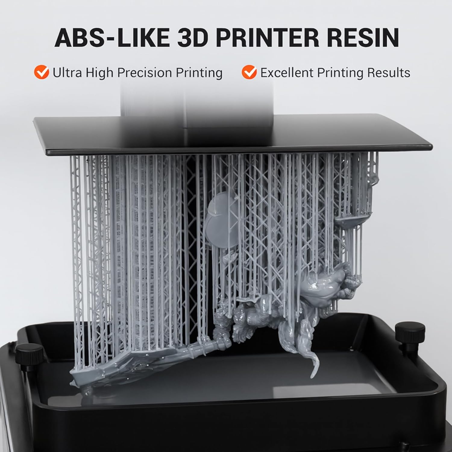 TECBEARS 2kg ABS-Like Resin for 3D Printer, 405nm UV-Curing Photopolymer Resin for LCD/DLP/SLA Printers, Excellent Toughness and High Precision, 2000g Black