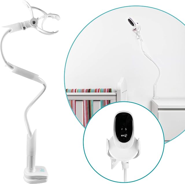 Flexi Twist | Universal Baby Monitor Holder | Secure with Straps & Clamp to Furniture | No Drilling Required | Flexible Baby Camera Mount | Baby Monitor Shelf Baby Monitor Stand