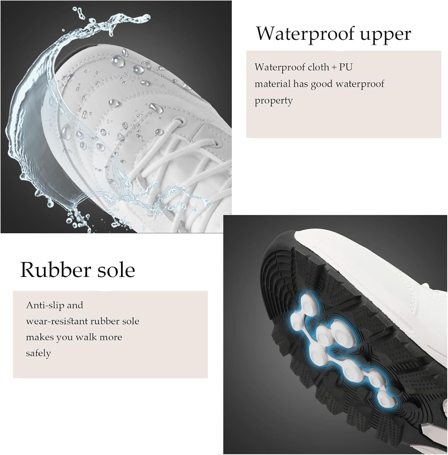 Men's Pu Waterproof Fur Lined Snow Boots Winter Warm Lace-Up Non-Slip Outdoor Warm Boots Suitable for Work Walking Hiking - Image 5