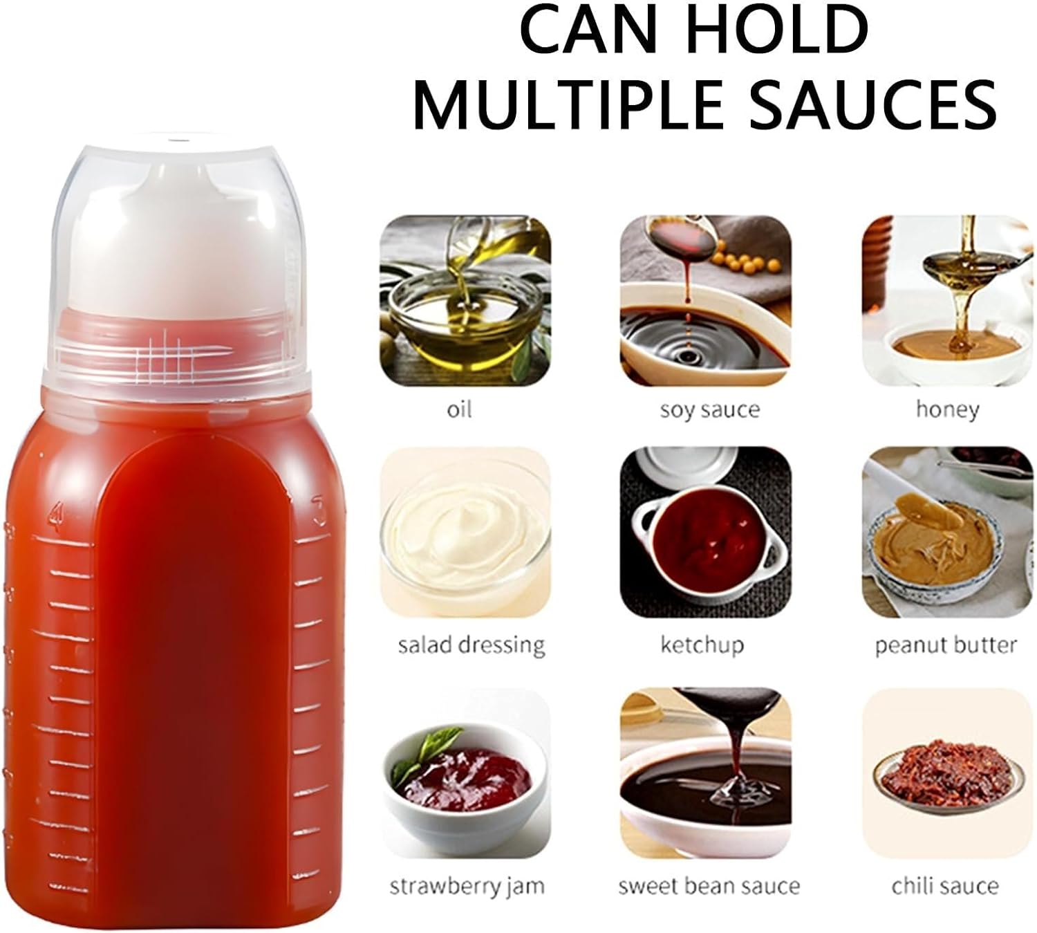Squeeze Bottle Seasoning Squeeze Sarah Barbecue Sauce Plastic Bottle Liquid 5 Pieces Set Dinnerware(100ml)