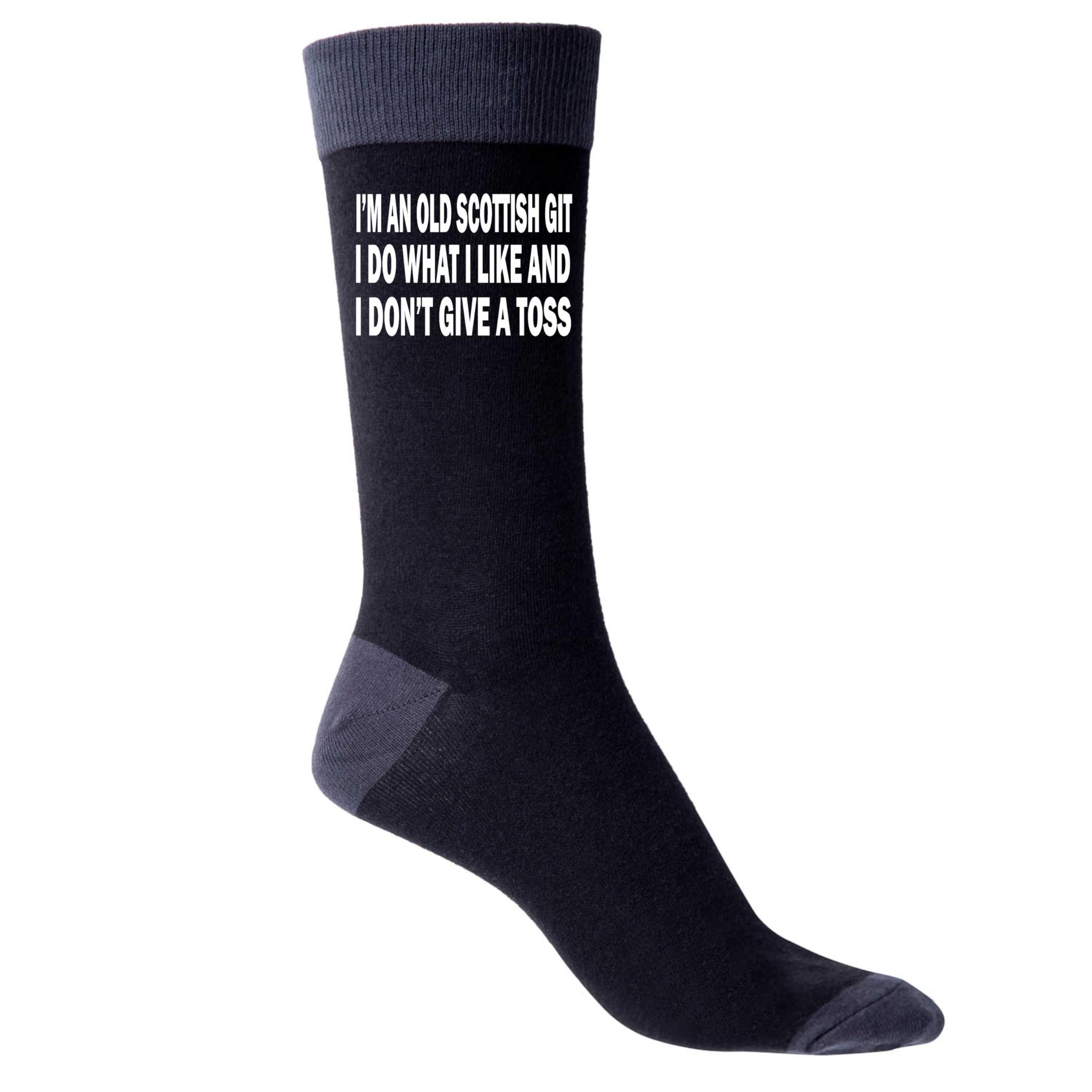 Print4U Old Scottish Git Don't Give Toss Funny Men's Socks Black Birthday Gift