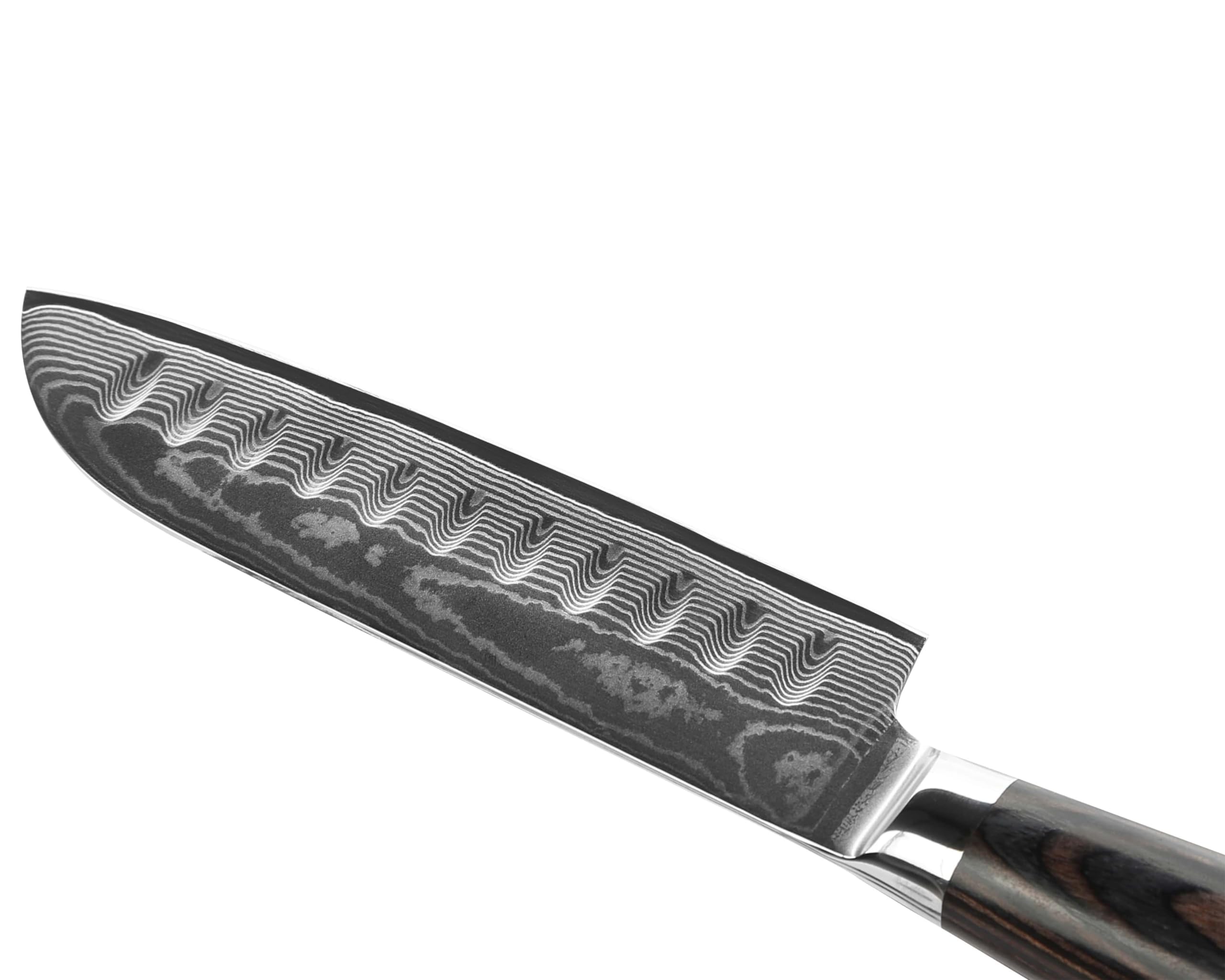 Wakoli EDIB Essentials Scharfes Damast Küchenmesser Messerset - Chefmesser, Santoku & Gemüsemesser - Kochmesser aus 67 Lagen Damaststahl VG10 Kern 60±1 HRC - Pakkaholzgriff - Küchen Messer in Holzbox