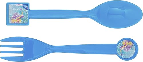 Miniatura 3 de Paquete de fiesta temática de sirena, platos de papel desechables, vasos, servilletas, tenedores, cucharas, bolsas de regalo y sopladores de fiesta,