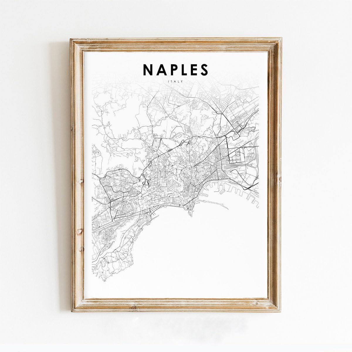 Modern Black & White Poster of Naples Italy Napoli Italia | 11x17 12x18 16x24 24x36 Unframed Print Wall Art | Minimalism City Traveler Gift | Minimalist Home Office Decor