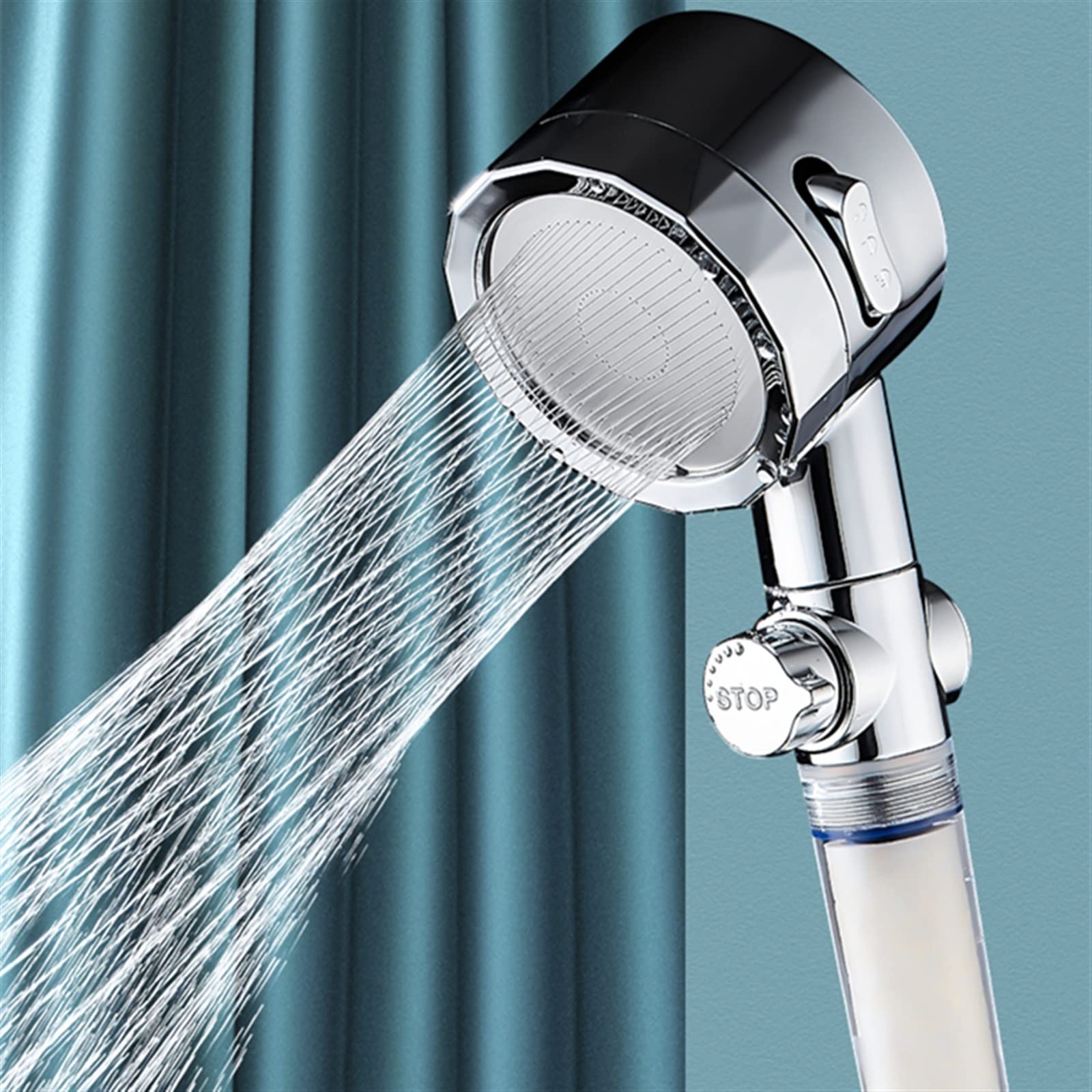 XTYPE 3 modos Turbo cabezal de ducha ahorro de agua flujo ajustar con pequeño filtro de ventilador ABS lluvia alta presión boquilla de pulverización baño