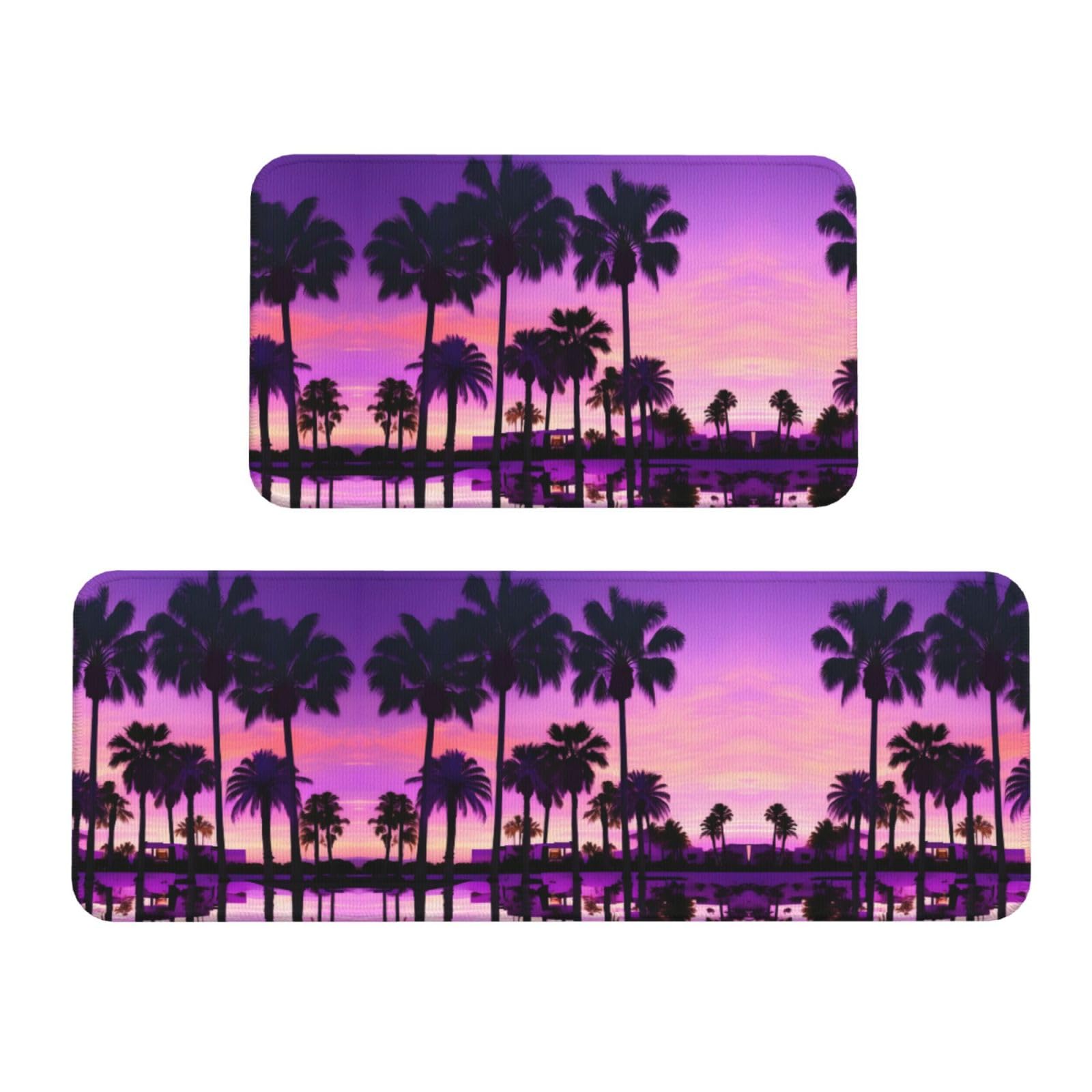 Tapis de cuisine confort antidérapant lot de 2 fini les glissades en violet