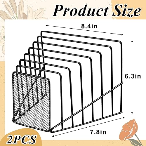 Miniatura 3 de 2 unidades clasificador de archivos inclinados de 7 ranuras de malla de alambre de metal para clasificador de cartas de escritorio para carpeta de