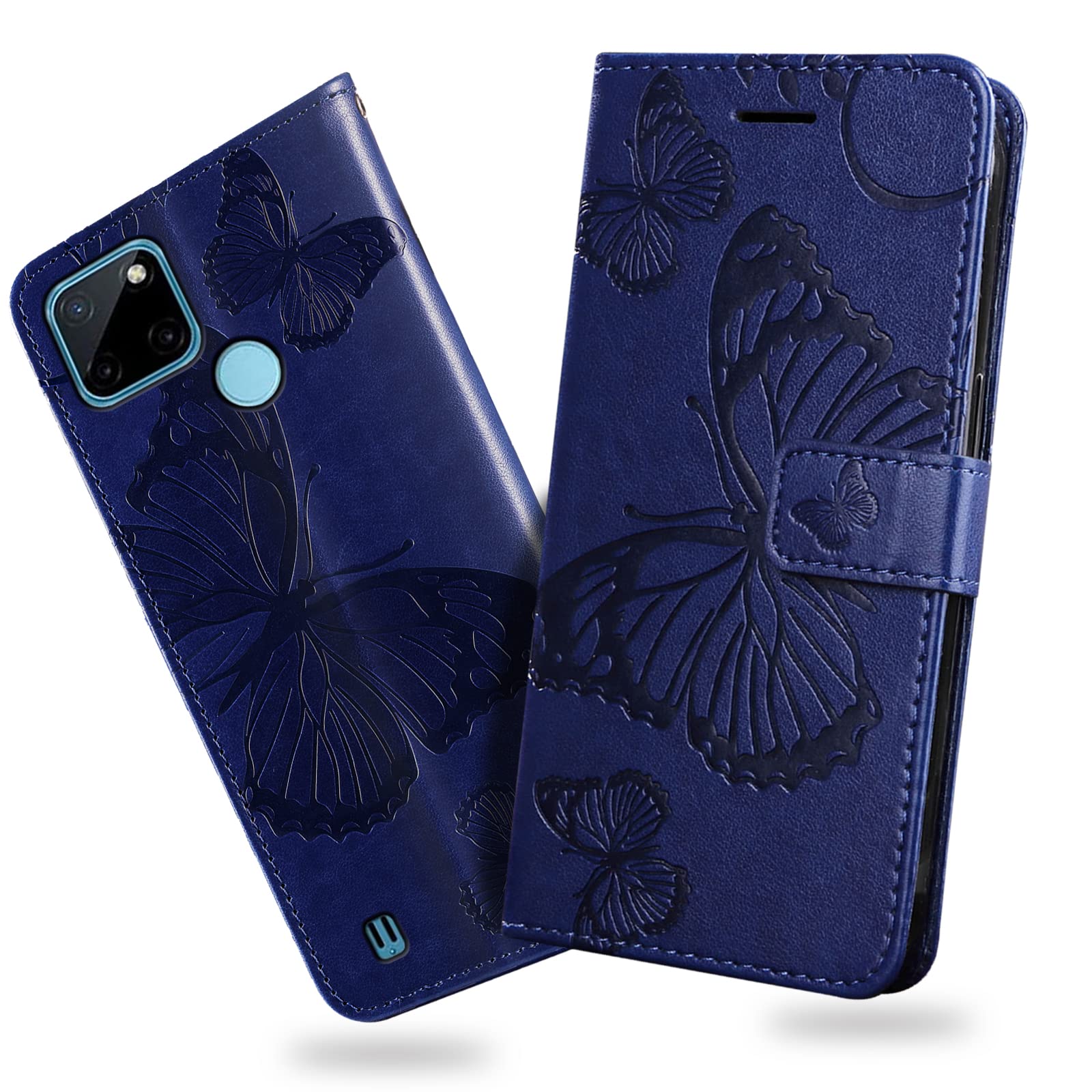 DENDICO Cover per Oppo Realme C20 / Realme C21, Portafoglio Custodia in PU Pelle per Oppo Realme C20 / Realme C21, Antiurto Cover a Libro con Slot per Carte, Rosso