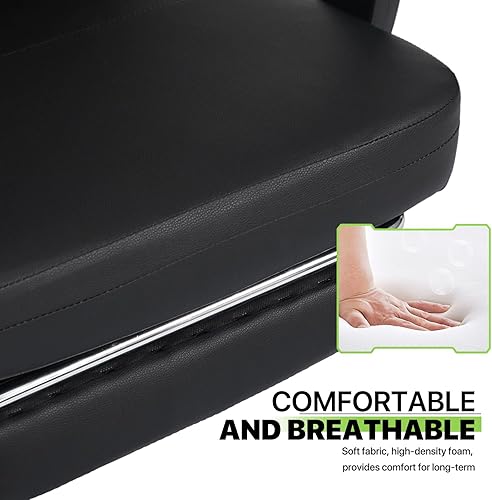 Miniatura 8 de Magshion Silla de oficina ejecutiva, silla de oficina grande y alta con reposapiés, de cuero de PVC negro, giratoria, de gestión de 90 a 135,