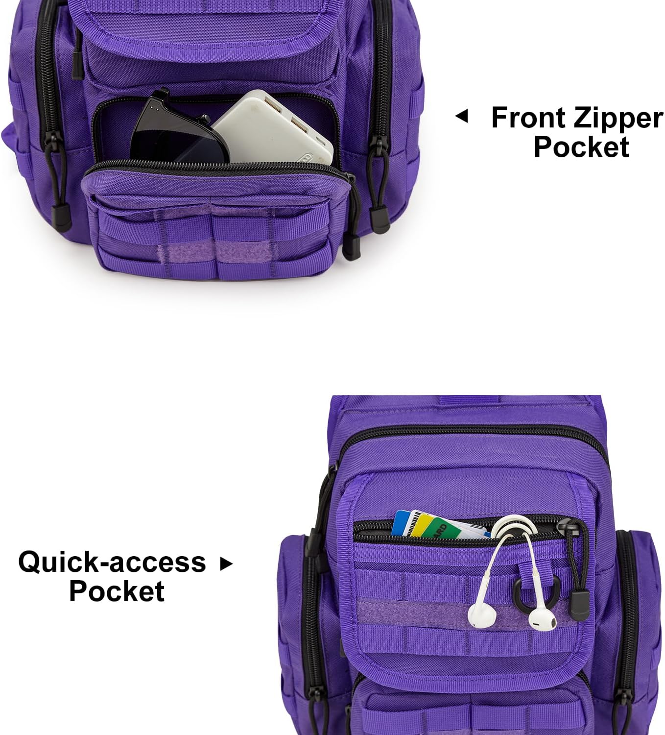 G4Free Tactical EDC Sling Bag Pack with Adjustable Holster Sling Shoulder Assault Range Backpack(Dark Purple)