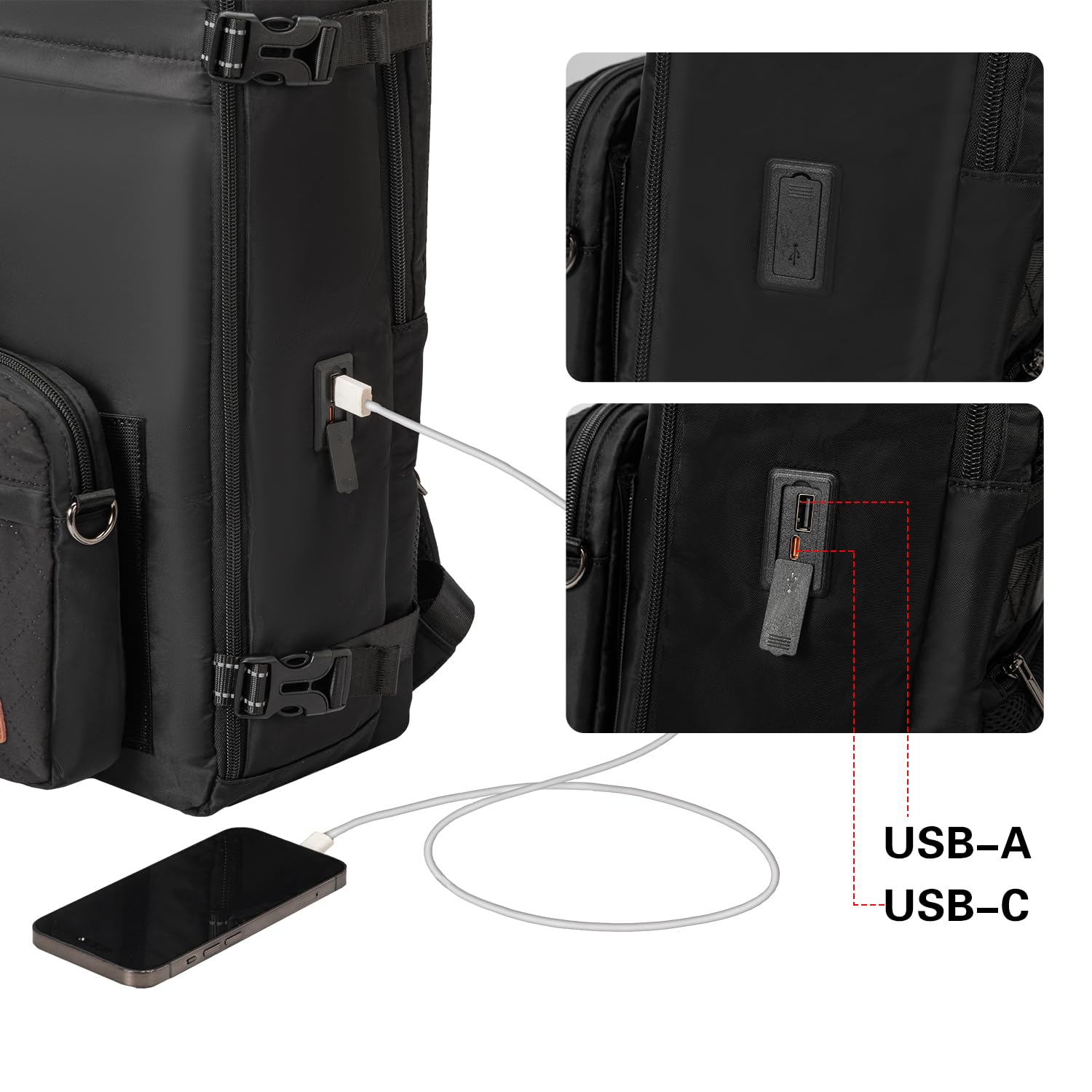 Grande zaino da viaggio per donne e uomini, zaino da portare a mano, bagaglio da volo, impermeabile, sportivo, casual