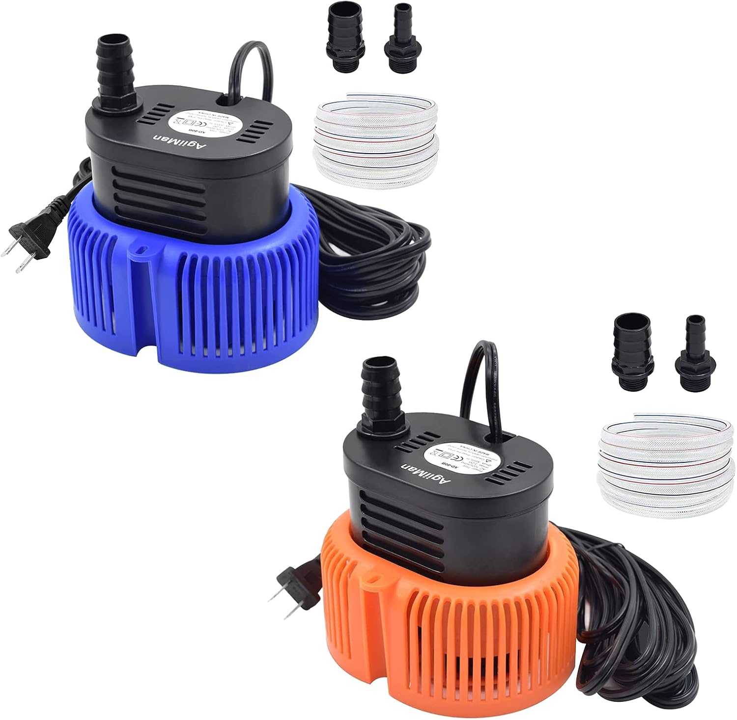 AgiiMan Pool Cover Pump Above Ground - Submersible Sump Pump, Water Removal with 16' Drainage Hose and 25 Feet Power Cord, 850 GPH, 3 Adapters