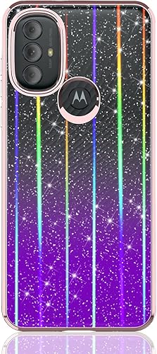 Miniatura 8 de Rosebono Funda híbrida para Moto G Play 2023G Power 2022G Pure Case Hybrid Bling Glitter Sparkle Laser Pink Polígono Geométrico Mármol Funda para