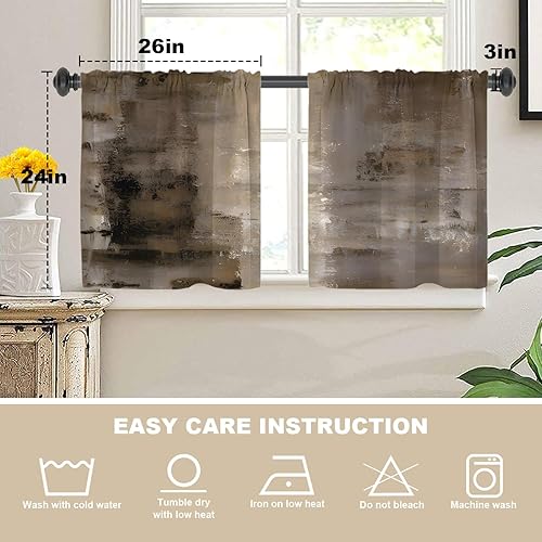 Miniatura 1191 de Cenefas de cocina modernas con patrón de cobre marrón dorado para ventanas, cenefas opacas abstractas de marcas de arañazos y cortinas opacas