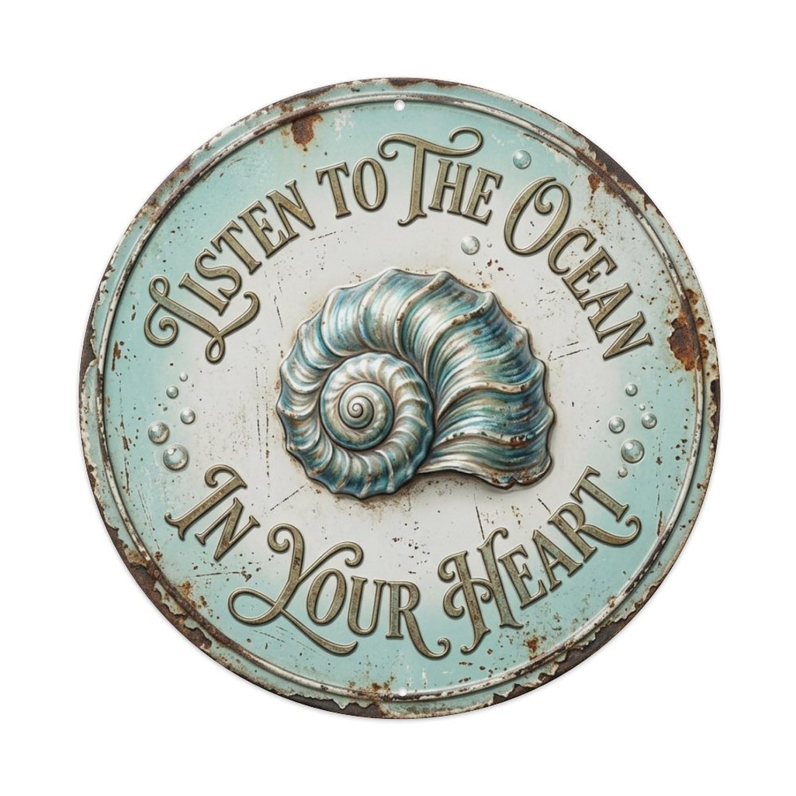 Seashell Echo Kitchen Vintage Metal Tin Sign Plaque Wall Decor for Cafe, Club Bar, Office, Garden Metal Poster 8x8Inch