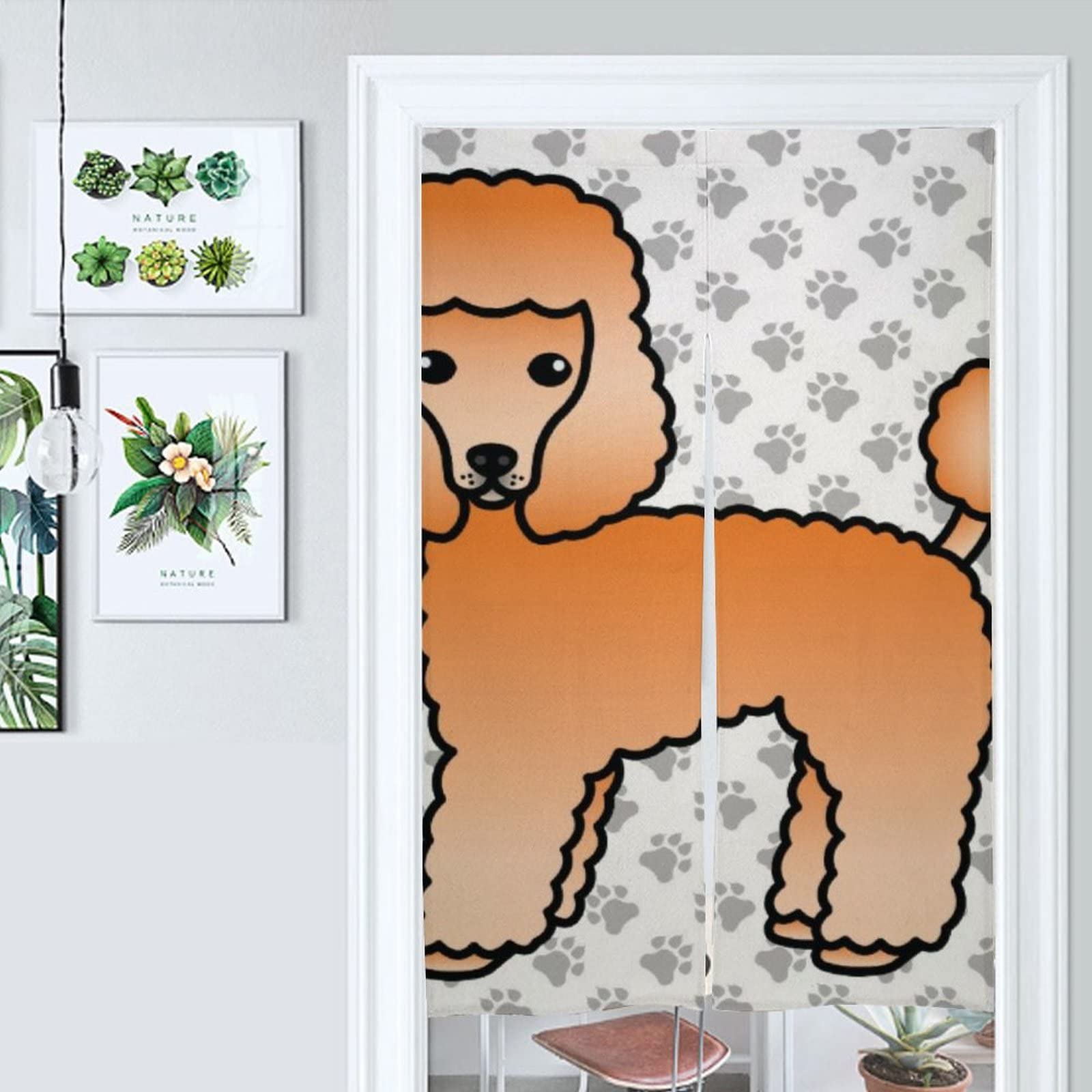 Amazon｜アプリコットトイプードルかわいい漫画 犬 のれん ロング暖簾