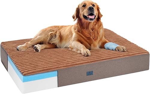 Miniatura 1 de Veehoo Cama ortopédica de espuma viscoelástica para perros, cama extragrande de 7 pulgadas de grosor para perros mayores con superficie esponjosa