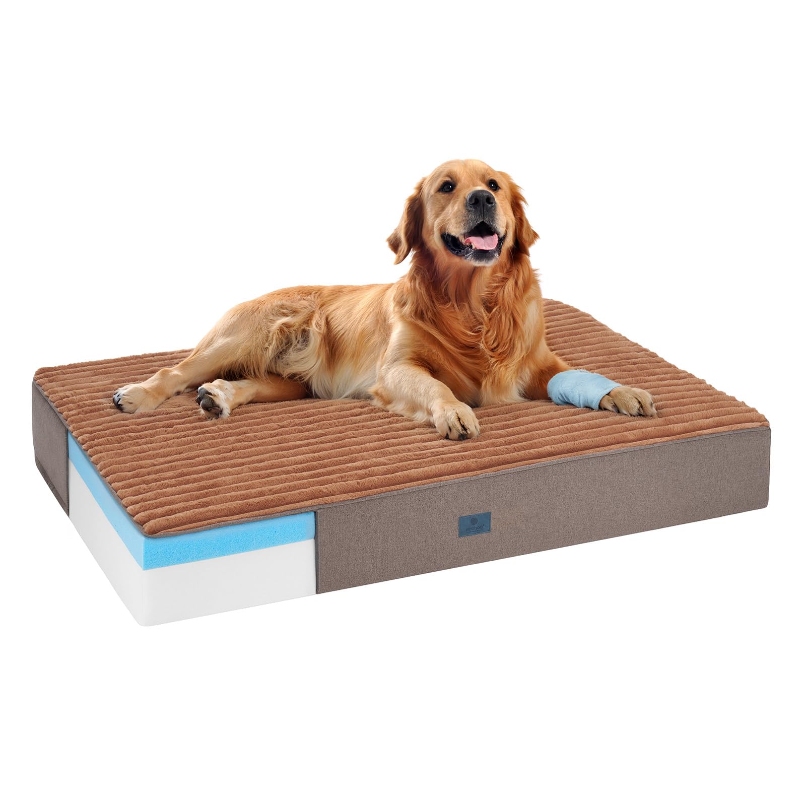 Veehoo Orthopedic Memory Foam Dog Bed, 7 Inch Thick Extra Large Dog Bed XL for Senior Dogs with Ultra-Soft Fluffy Surface, Waterproof Liner, Removable Washable Cover and Non-Slip Bottom, 48"x30"x7"