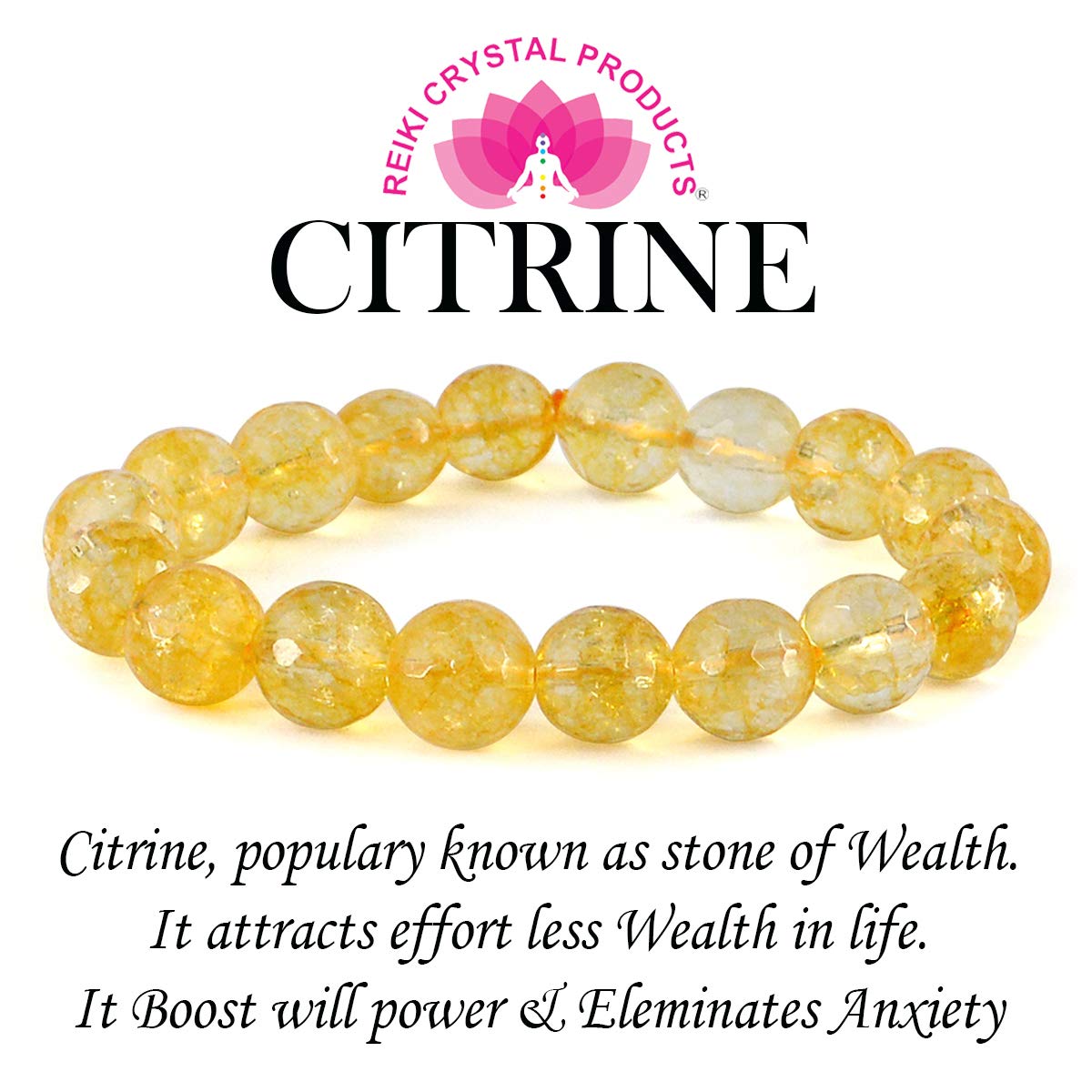 Buy Reiki Crystal Products AAA Citrine Reiki Healing Bracelet for