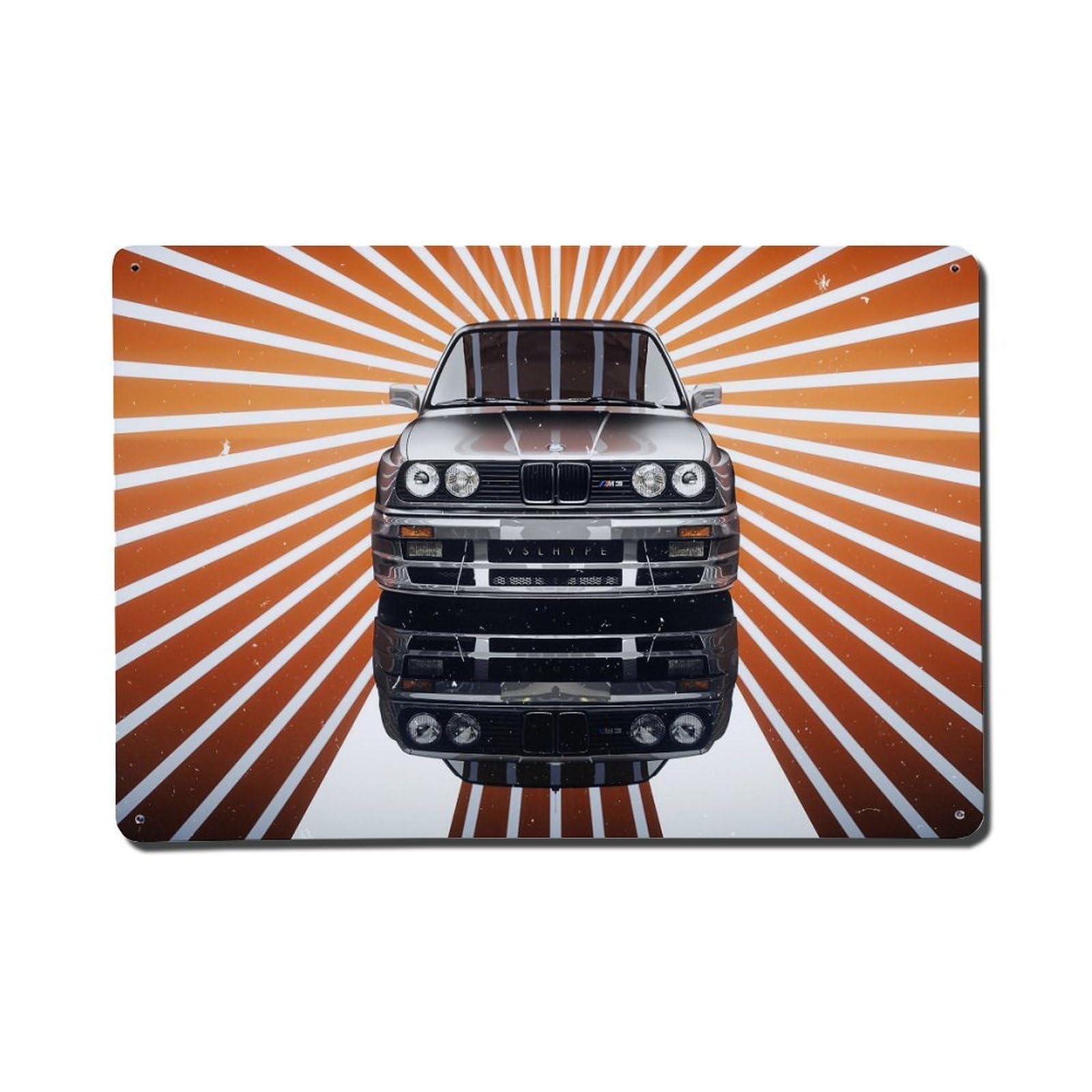 German Sport Car Black E30 M3 Racing Car Metal Tin Sign Plaque Wall Decor for Cafe, Club, Garden Metal Poster 8x12Inch