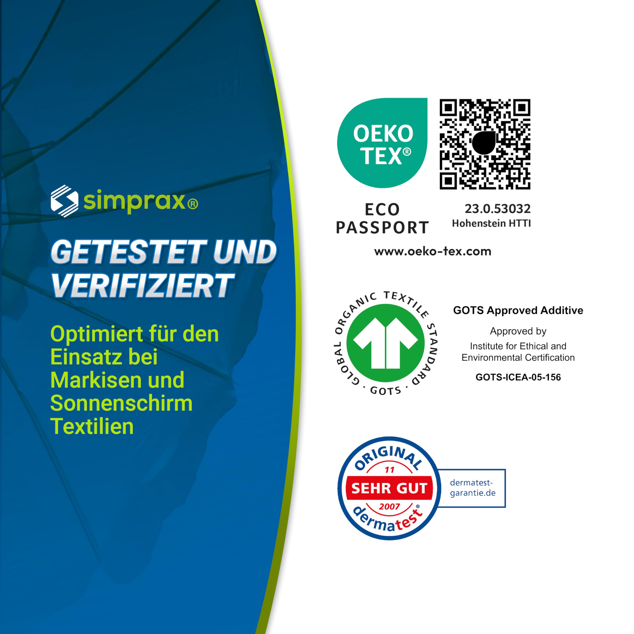 Markisen Reiniger Detergente per Tende da Sole Ombrelloni Senza PFC Biodegradabile 500 ml